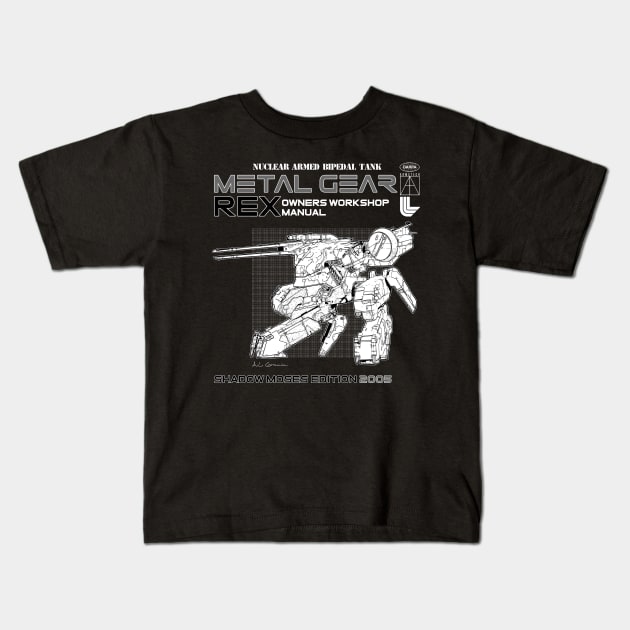 Metal Gear Rex Manual Kids T-Shirt by Bevatron